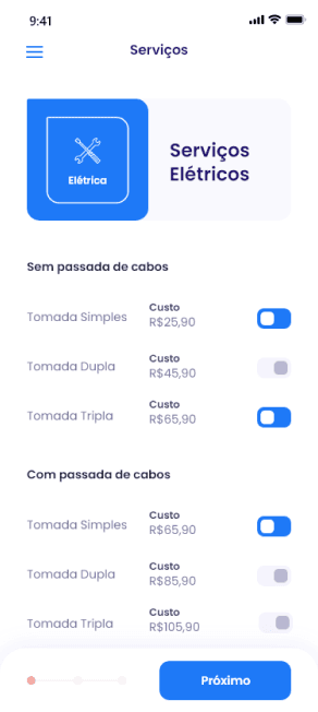 Selecione o serviço